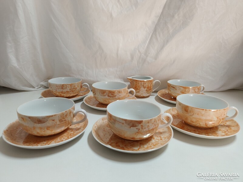 Jarolina lengyel porcelán teás készlet, a híres márvány mintás- 6 személyes