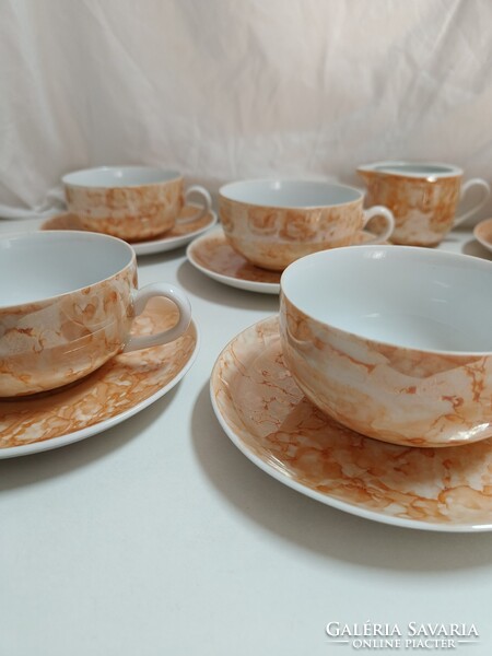 Jarolina lengyel porcelán teás készlet, a híres márvány mintás- 6 személyes