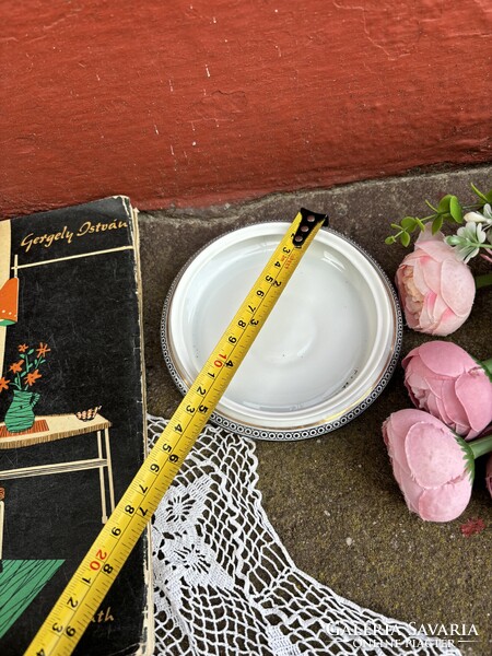 Hollóházi porcelán Szász Endre Jurcsák László porcelánok váza hamutartó   midcentury bőr keretben