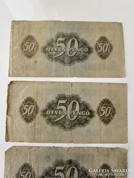3 db Ötven pengő 50 pengő 1944 A Vöröshadsereg Parancsnoksága
