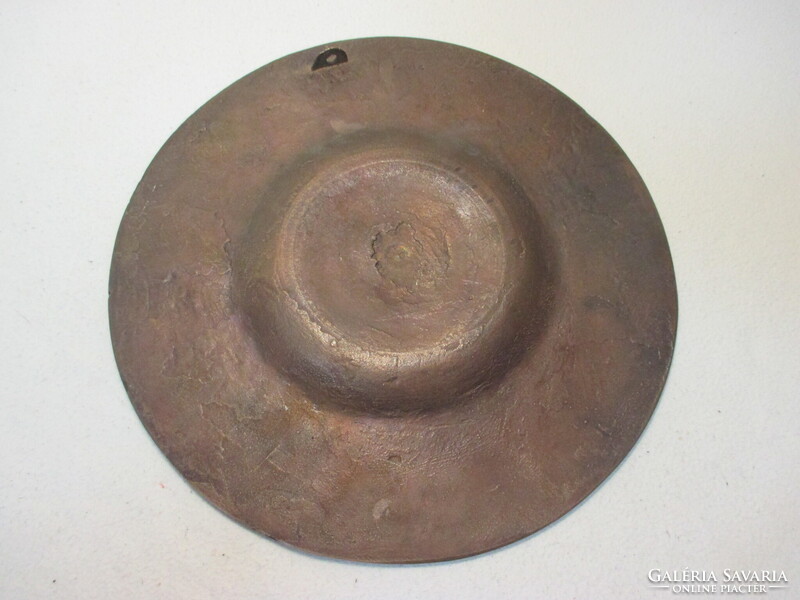 Bronz vadászjelenetes dísztál, falitál 22cm-es