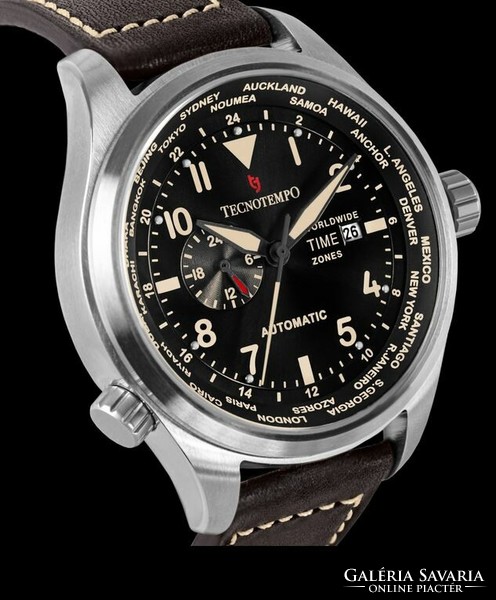 Tecnotempo World Time Zone-30 ATM WR-063/100 soha nem használt automata karóra