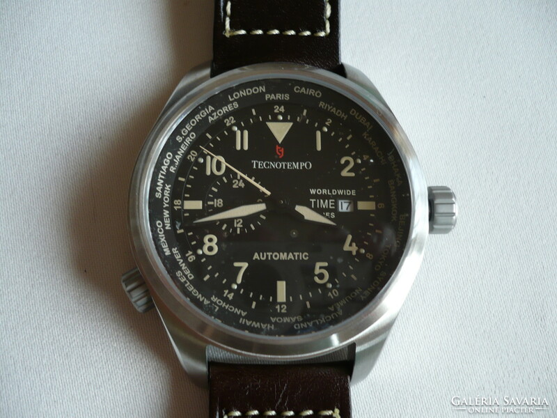 Tecnotempo World Time Zone-30 ATM WR-063/100 soha nem használt automata karóra