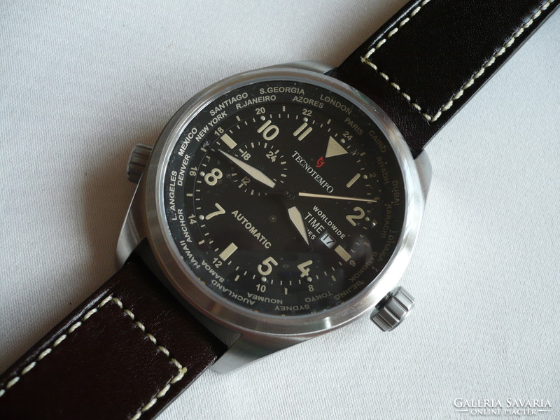 Tecnotempo World Time Zone-30 ATM WR-063/100 soha nem használt automata karóra