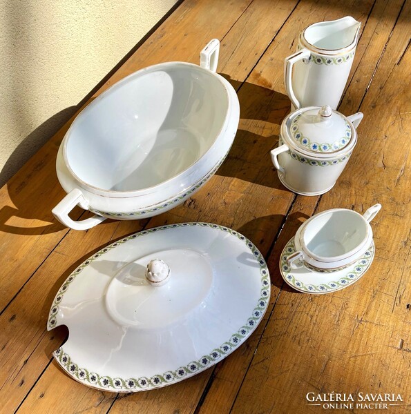 Régi Pirken Hammer Kossuch János Marienbad szecessziós porcelán készlet darabok