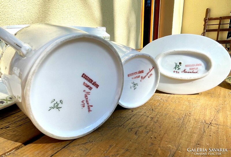 Régi Pirken Hammer Kossuch János Marienbad szecessziós porcelán készlet darabok