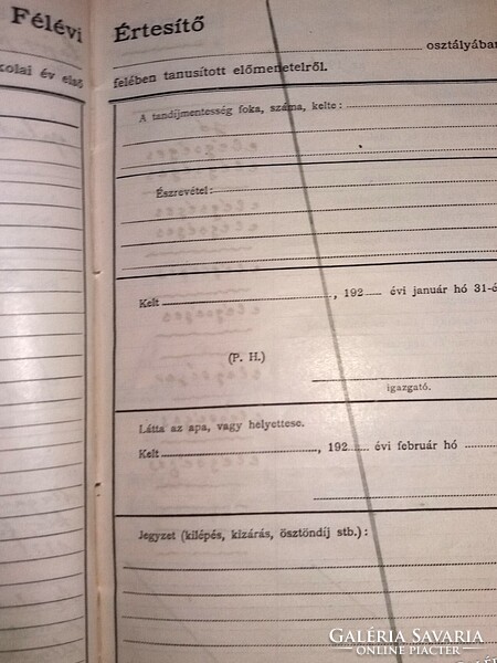1925. Reálgimnáziumi értesítőkönyv Stettner János tanuló Pesterzsébet részére a képek szerint