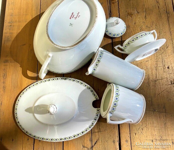 Régi Pirken Hammer Kossuch János Marienbad szecessziós porcelán készlet darabok