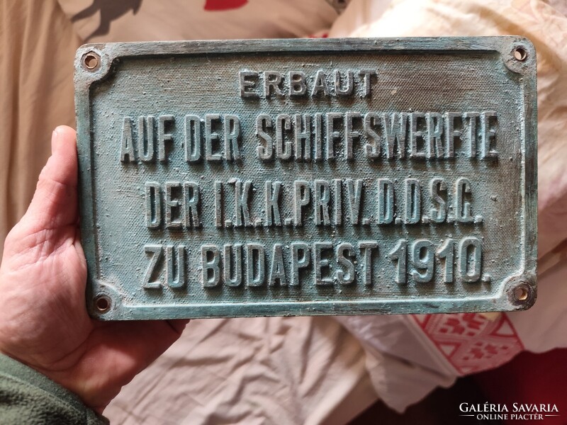 Császári és Királyi Dunagõzhajózási Társaság DDSG bronz tábla  1910