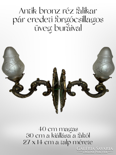Antik réz bronz falikar páros