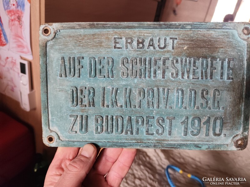 Császári és Királyi Dunagõzhajózási Társaság DDSG bronz tábla  1910