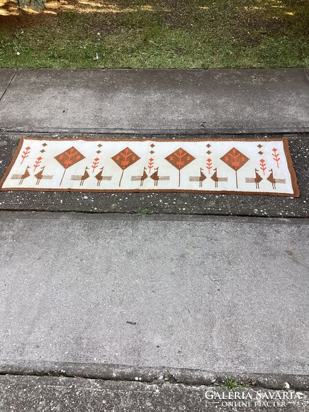 NÉMETH ÉVA gyapjú faliszőnyeg falikárpit falvédő 176x50 cm.