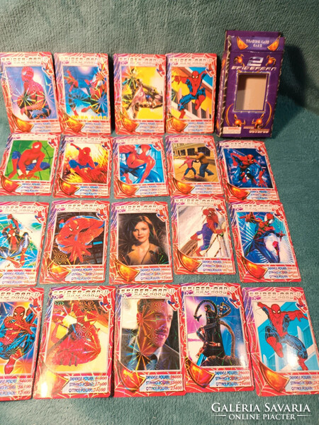 Extrém ritka 36 db Spiderman 2, Pókember 2 hologrammos kártyák teljes pakli dobozában.