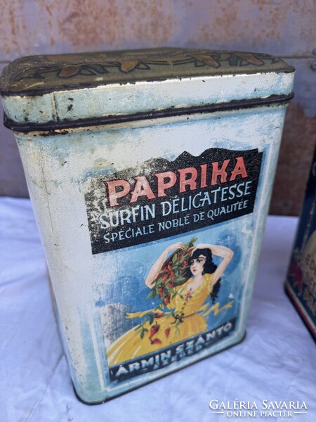 Szegedi plèh paprika reklàm doboz antik fêm konyhai paprikàs dekor