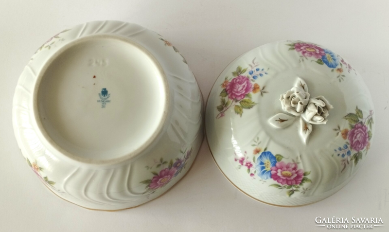 HOLLÓHÁZI PORCELÁN PANNÓNIA HAJNALKA MINTÁS NAGY BONBONIER,DOBOZ