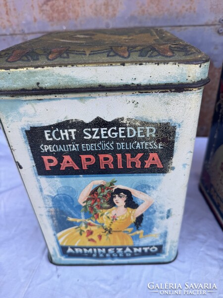 Szegedi plèh paprika reklàm doboz antik fêm konyhai paprikàs dekor