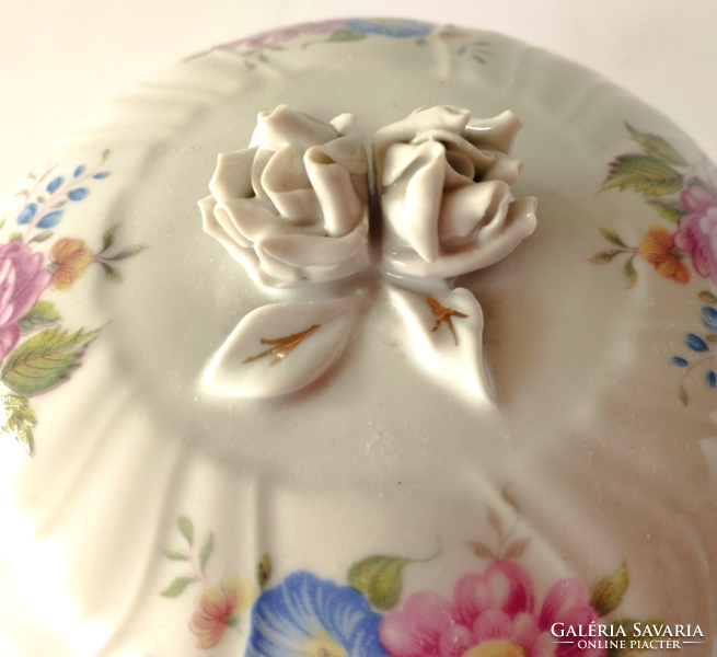 HOLLÓHÁZI PORCELÁN PANNÓNIA HAJNALKA MINTÁS NAGY BONBONIER,DOBOZ