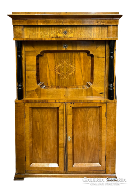 Intarziás biedermeier íróasztal szekreter írószekrény