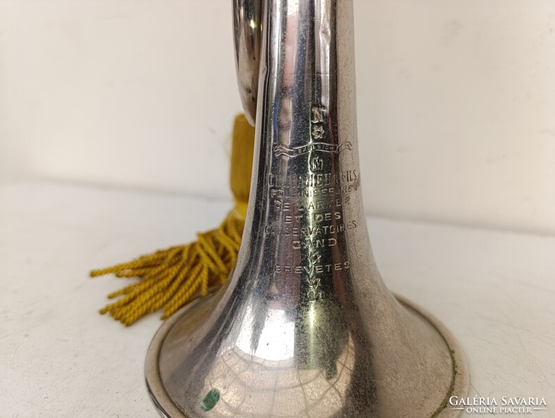 Antik trombita krómozott réz rézfúvós hangszer katona militari 610 1630