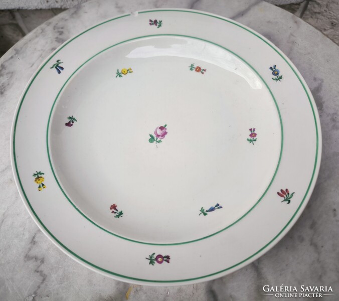 Antik Bécsi rózsàs vastag porcelán tàl sültes pecsenyés kínáló tàl.Altwien kézi festett! 1810-ből