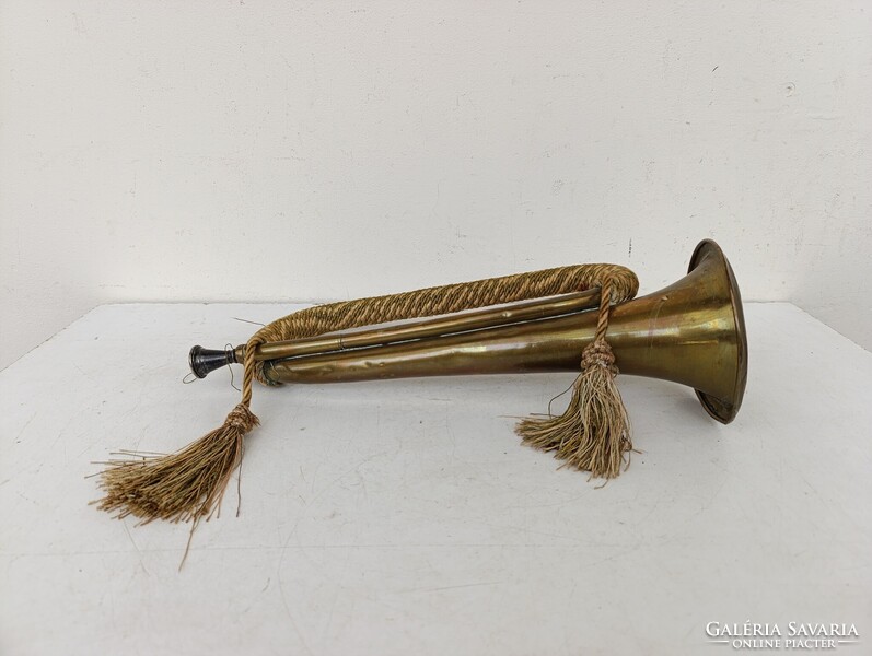 Antik trombita sárgaréz réz rézfúvós hangszer katona militari 620 1631