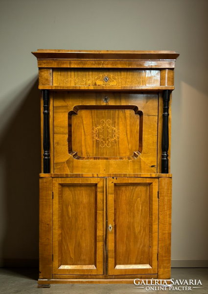 Intarziás biedermeier íróasztal szekreter írószekrény