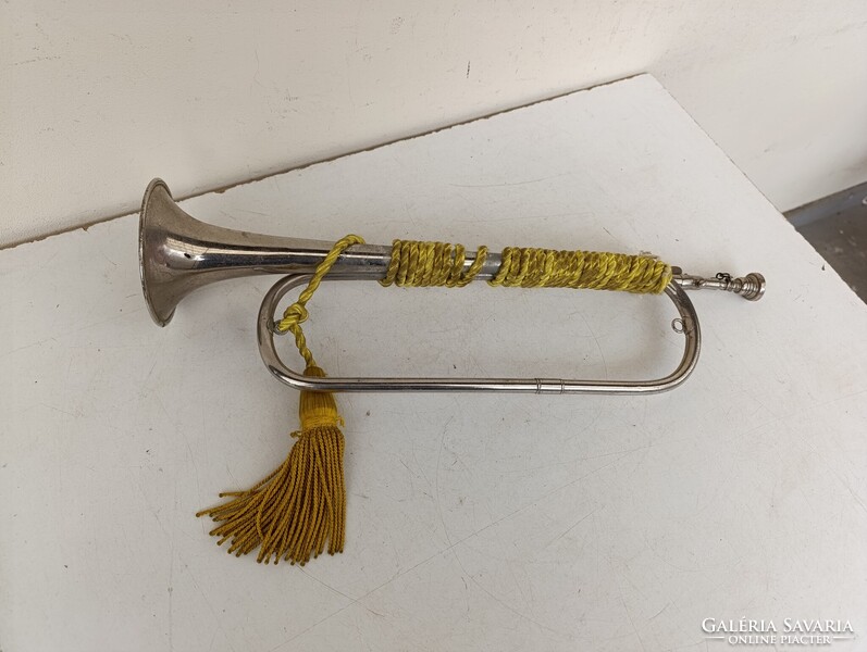 Antik trombita krómozott réz rézfúvós hangszer katona militari 610 1630