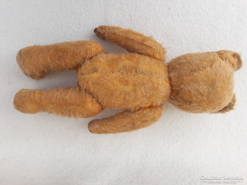 Nagyon öreg szalmás maci üvegszemekkel, 39 cm