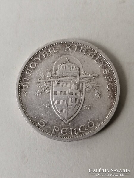 SZENT ISTVÁN 5 PENGŐ 1938