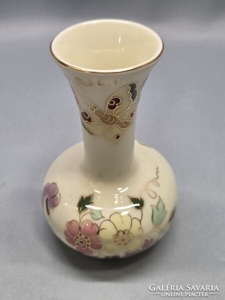 Zsolnay kézzel festett pillangós porcelán váza