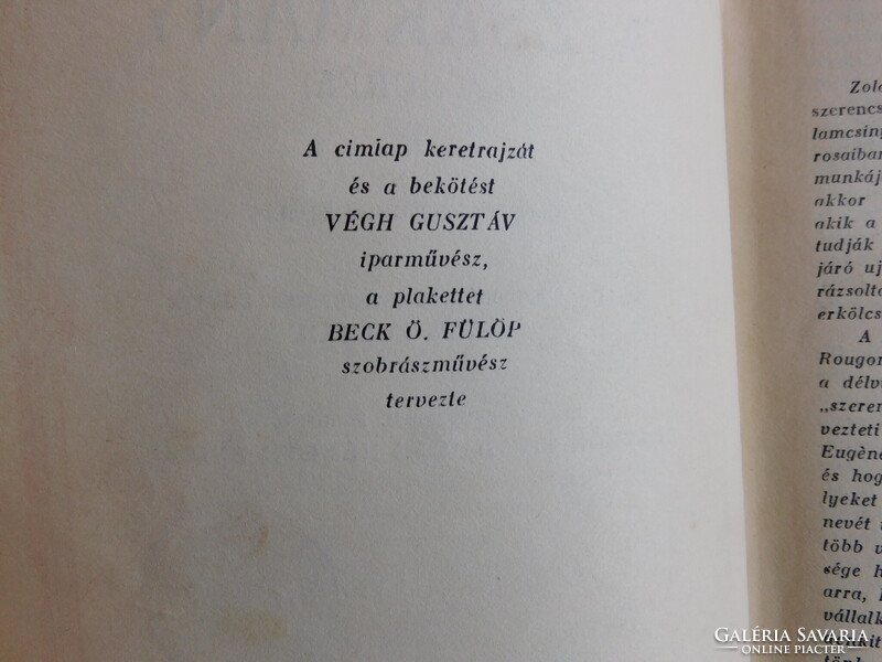 Antik könyv Beck Ö. Fülöp plakettel - Emile Zola: A zsákmámy