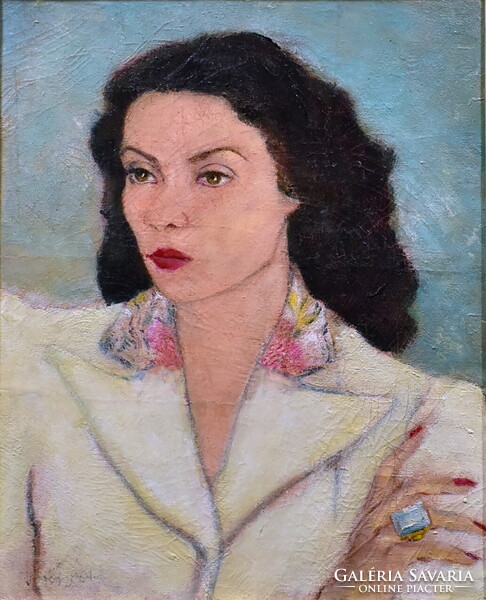 Vörös Géza (1897 - 1957) ART DECO HÖLGY PORTRÉJA 1930 körül