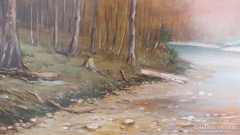 (K) Rónai Antal Alkony c. tájkép festménye  80x50 cm kerettel