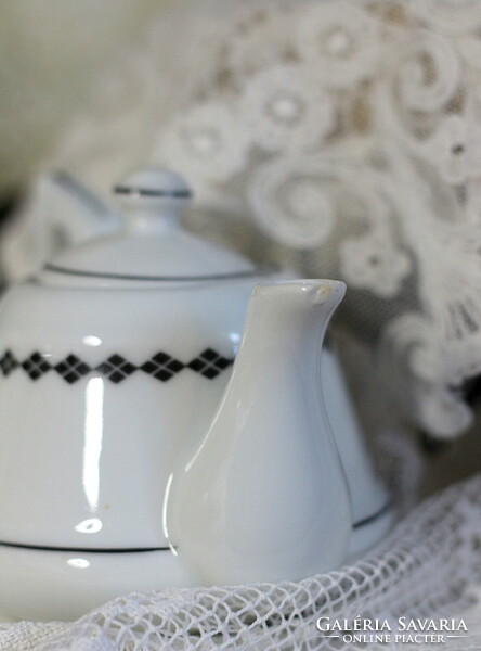 Antik kávéházi kannácska, kanna, kiöntő, masszív, vastag porcelán, Ifj. Grünwald Mór Budapest
