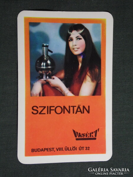 Kártyanaptár,Vasért üzletek Budapest,Szifontán szódás szifon,női modell, 1971   (9)