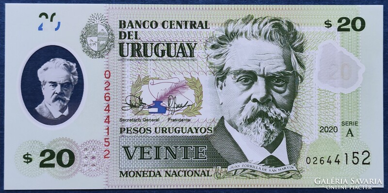 Uruguay 20 Pesos 2020, UNC, polymer.