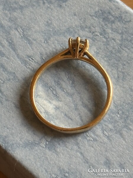 Új, sárga arany szoliter gyűrű 0,36 ct briliánssal