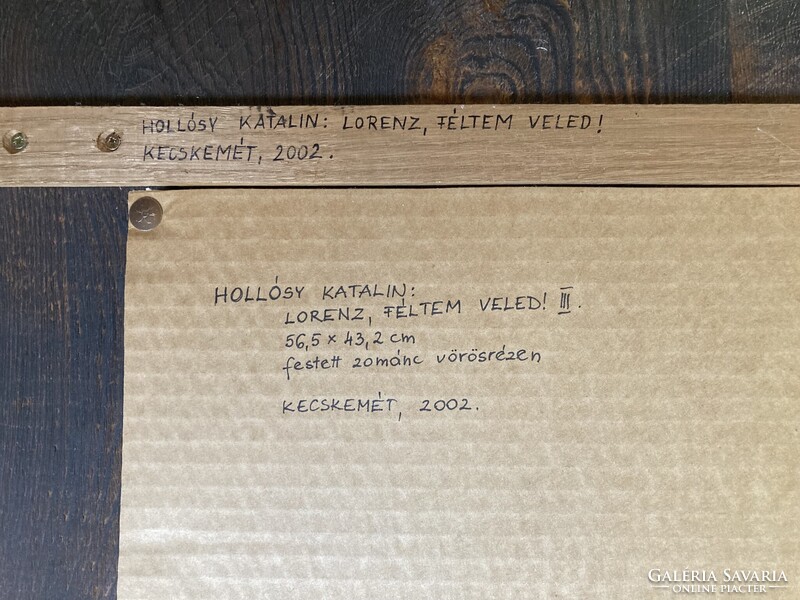 Hollósy Katalin: Lorenz, féltem veled, festett zománc vörösrézen