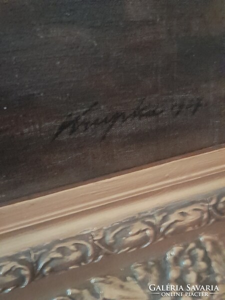 Krupka Ferenc. Vendegsegben.-100×80-kerettel.