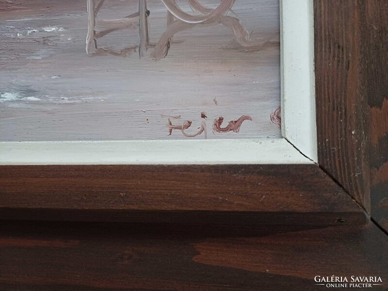 Fejér Csaba "Tanyavilág" 30 x 50 cm+keret Olajfestménye