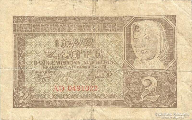 2 zloty zlote zlotych 1941 Lengyelország