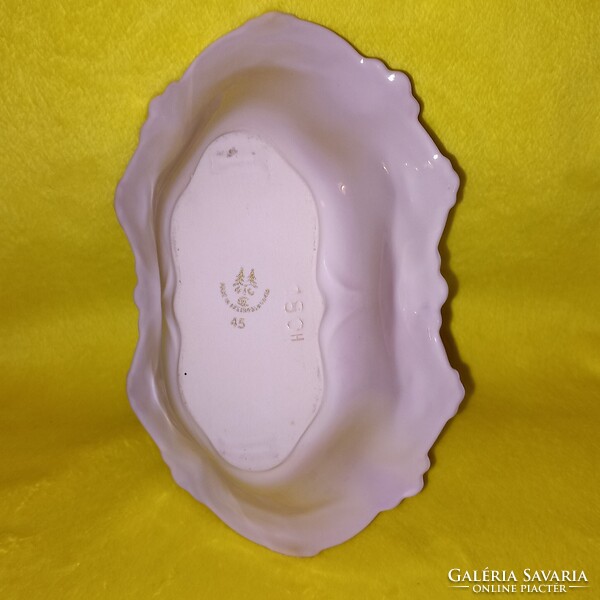 Színes, régi, jelzett, sorszámozott, Cseszlovák porcelán, asztalközép, asztali kínáló tál.