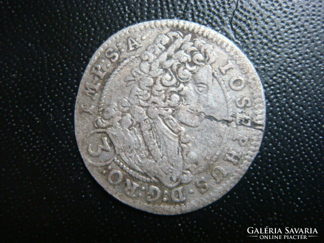 3 Kreuzer Josephus 1710, középkori ezüst pénzérme