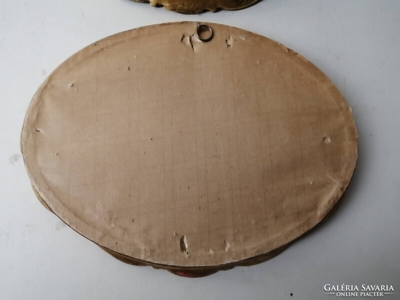 2 DB ANTIK SELYEMKÉP OVÁLIS KERETBEN