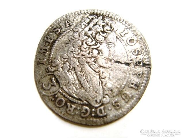 3 Kreuzer Josephus 1710, középkori ezüst pénzérme