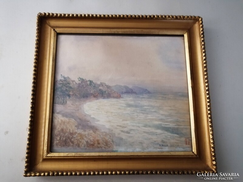 TENGERPARTI AKVARELL RUDLF BERNT (1844-1914) -NEK TULAJDONÍTVA