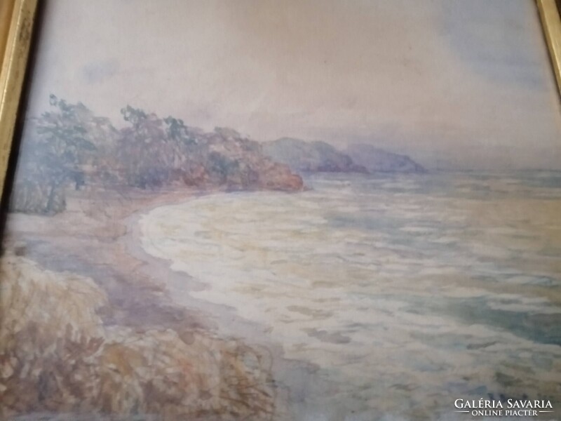 TENGERPARTI AKVARELL RUDLF BERNT (1844-1914) -NEK TULAJDONÍTVA