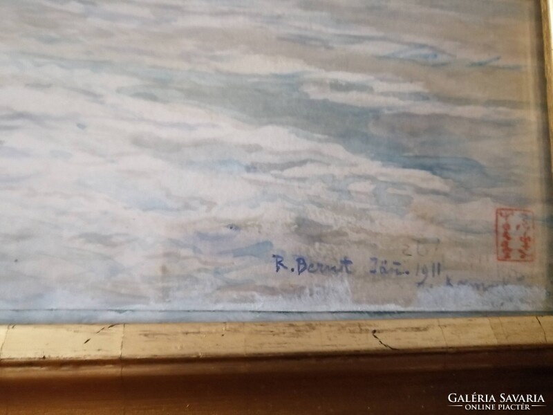 TENGERPARTI AKVARELL RUDLF BERNT (1844-1914) -NEK TULAJDONÍTVA
