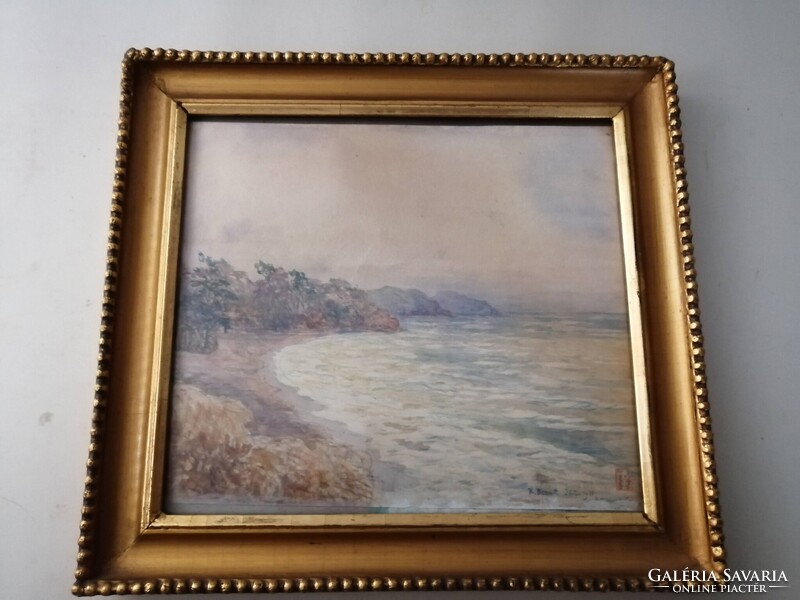 TENGERPARTI AKVARELL RUDLF BERNT (1844-1914) -NEK TULAJDONÍTVA