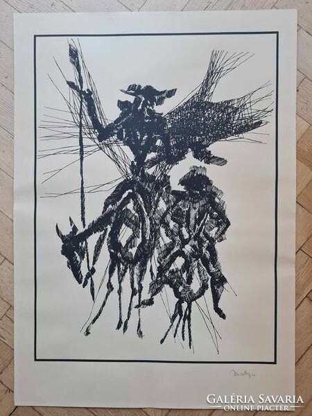 Martyn Ferenc: Don Quijote és Sancho Panza szitanyomat